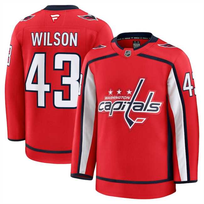 Mens Washington Capitals #43 Tom Wilson Red 2024-25 Home Stitched Hockey Jersey Dzhi